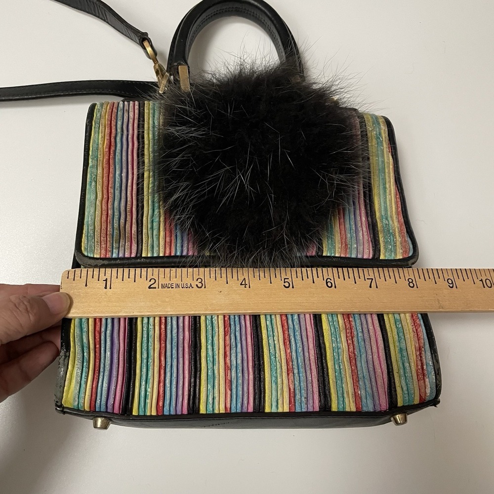 Les Petits Joueurs Rainbow Stripe Mini Crossbody Bag Grunge Distressed‎ B25 - Picture 15 of 16